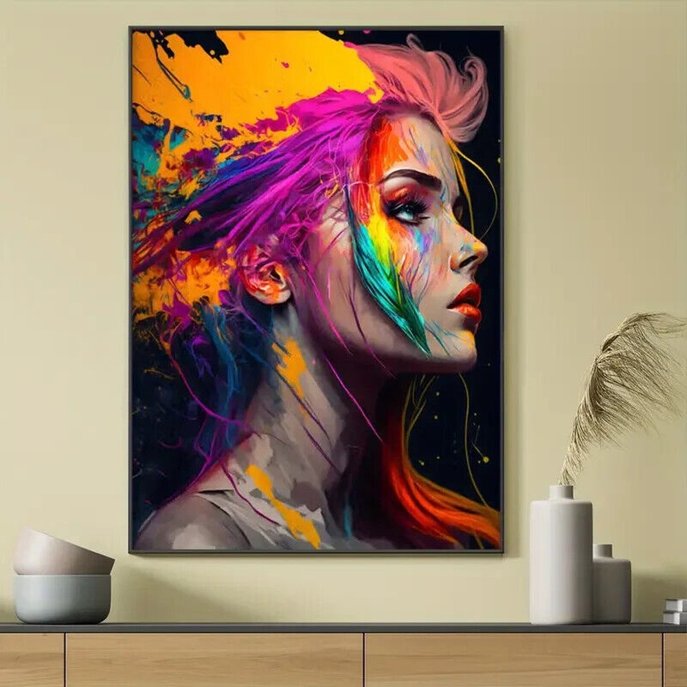 Stunning Abstract Splash Of Color Female Canvas Print NEW! 12 in x 16 in Home & Garden:Home Décor:Posters & Prints Style Your Walls